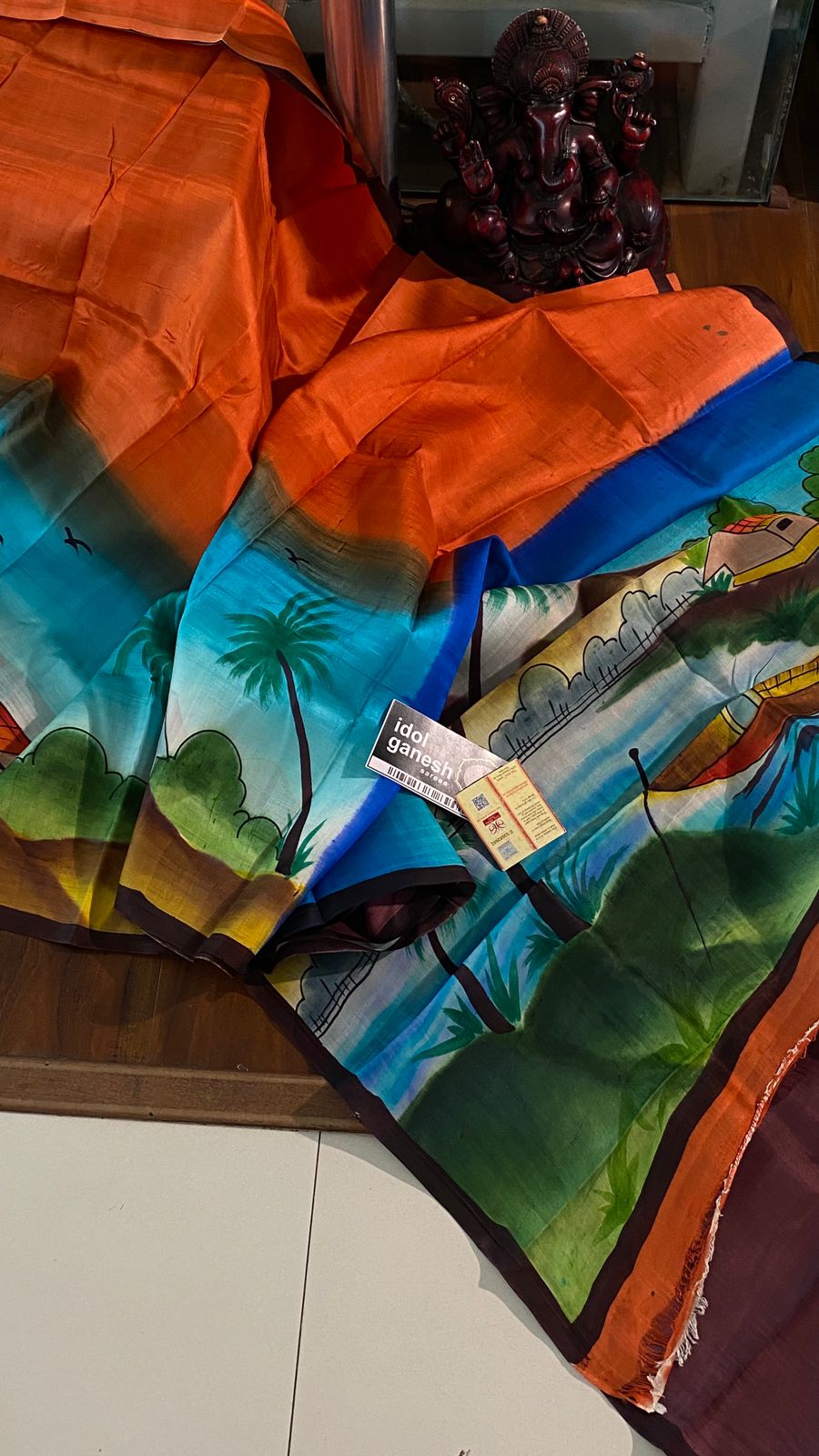 IG6957 pure handloom pure silk along with real hand brush 