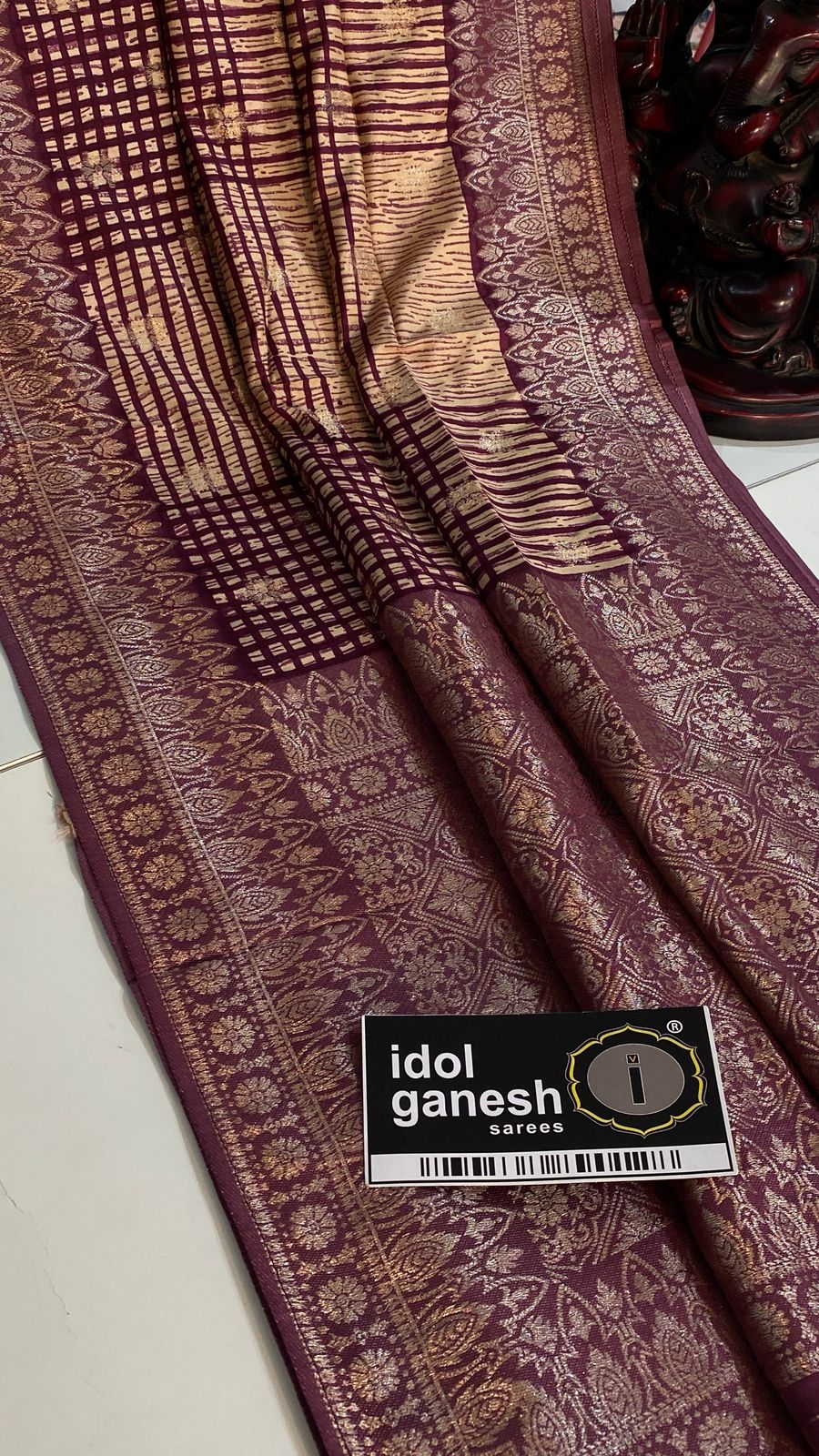 IG7190 pure munga crape kanchi weaving border 
