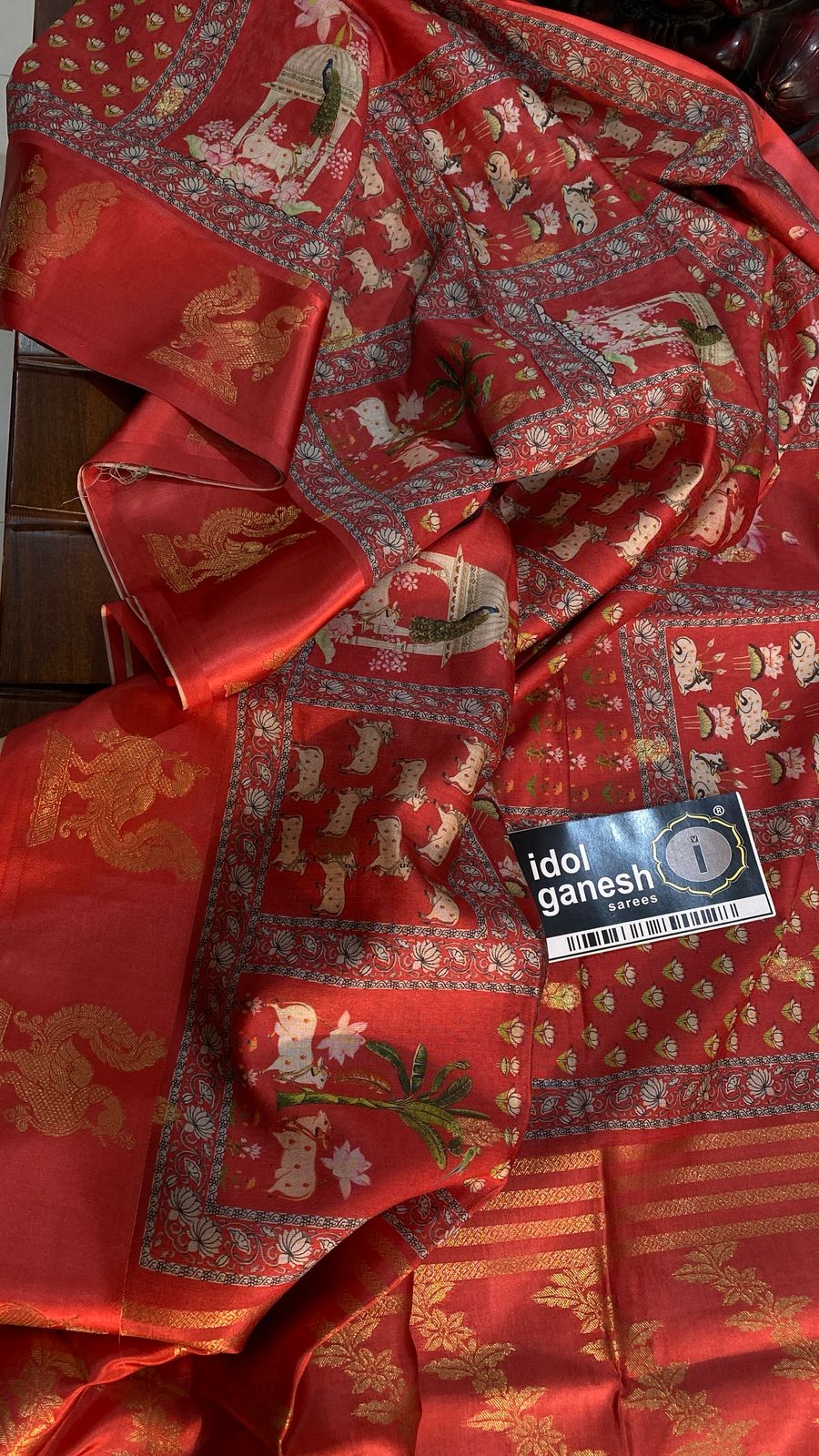 IG7249:lite weight soft tusser pichwai print IG7249:lite weight soft tusser pichwai print