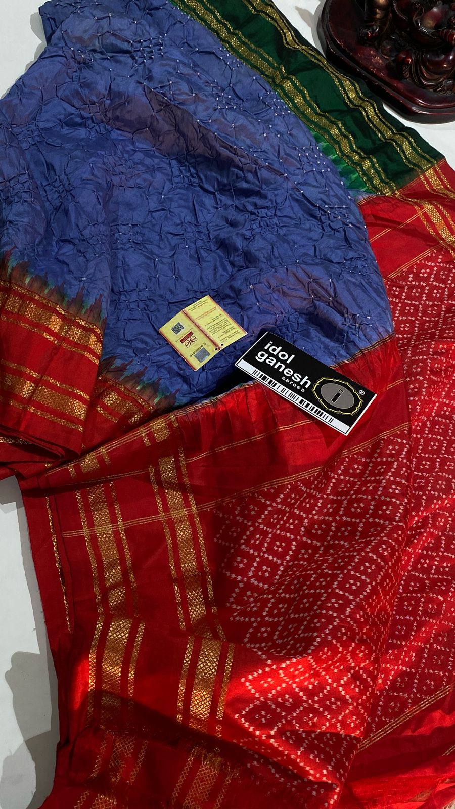 IG7274 pure handloom ikkat patola weaving ganga jamina border IG7274 pure handloom ikkat patola weaving ganga jamina border