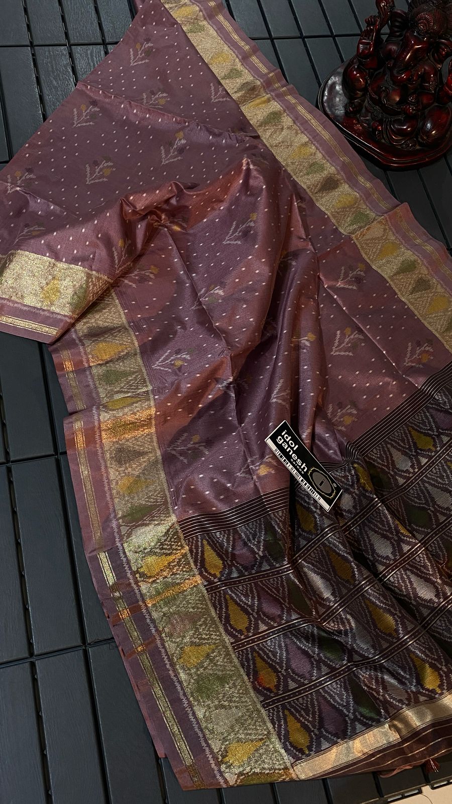 IG7346lite weight fine tusser ikkat weaving sarees IG7346lite weight fine tusser ikkat weaving sarees
