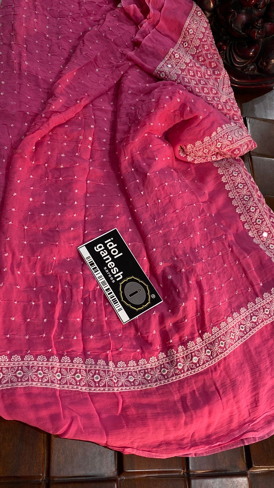 IG7396 pure georgette Lucknow work with mirror interlock 7990/-