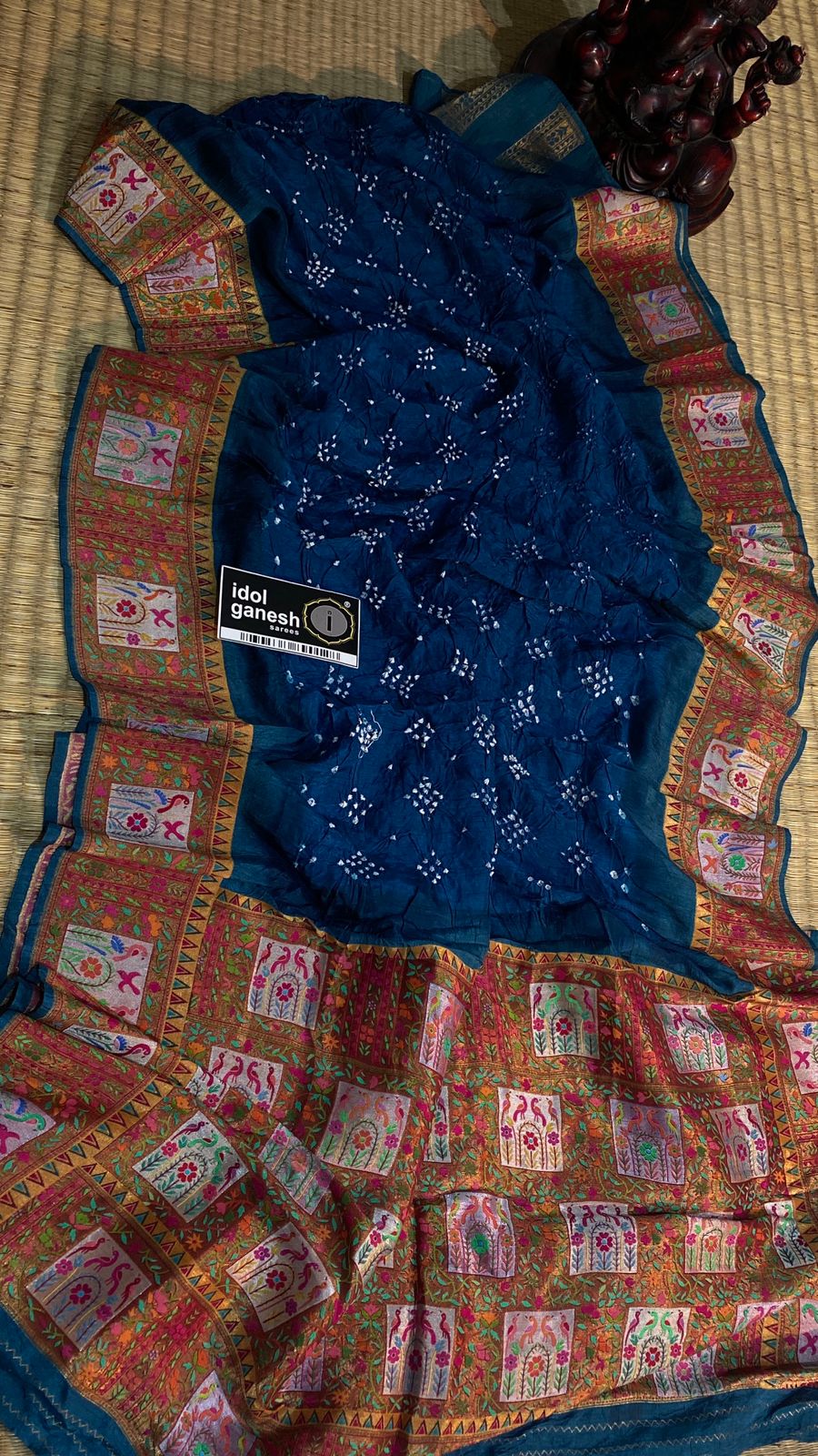 IG7443pure pashmina weaving sarees Tanjore painted IG7443pure pashmina weaving sarees Tanjore painted