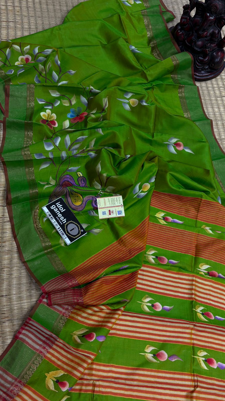 IG7546:pure handloom kathan pattu weaving border  