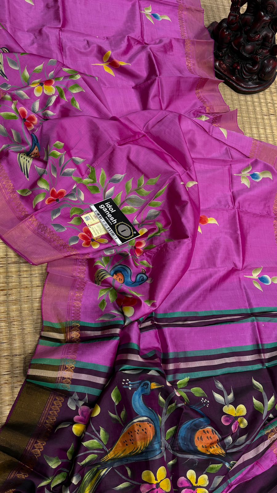 IG7546:pure handloom kathan pattu weaving border  